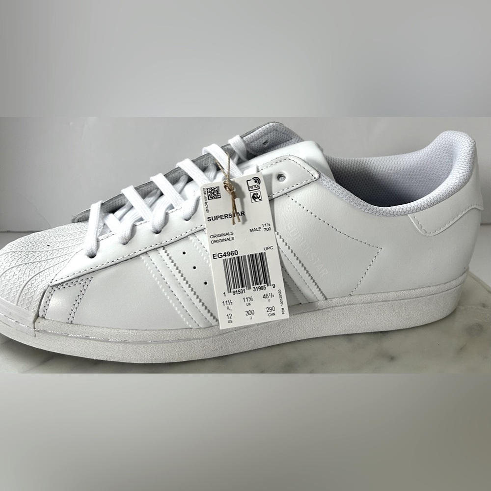 BRAND NEW Classic adidas Superstar Footwear Triple White - Size 12.0 US RUN DMC